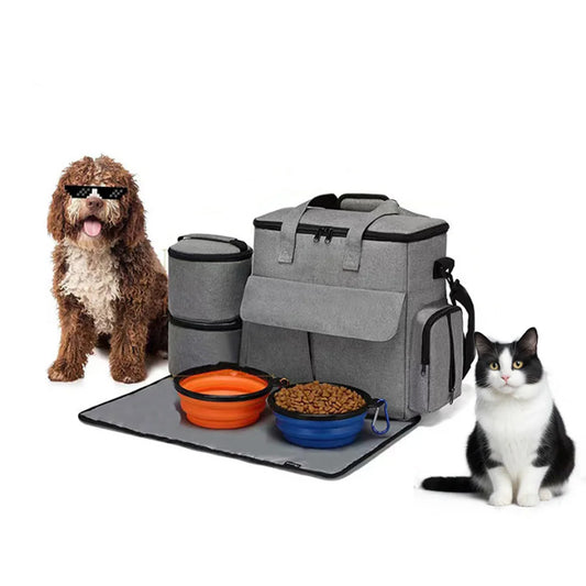 TWISTER.CK Dog Travel Backpack Organizer With Food Bags Bowls