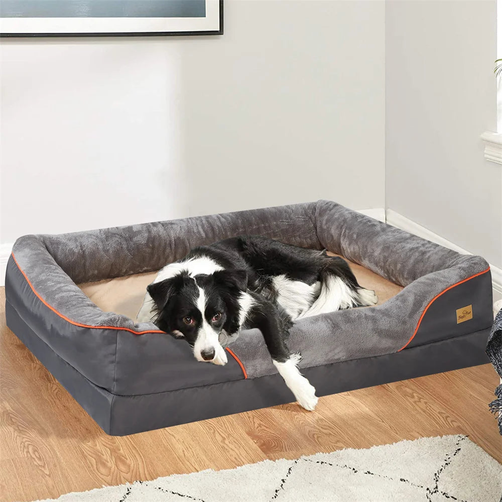 BORWART Orthopedic Memory Foam Dog Bed Waterproof Removable Cover