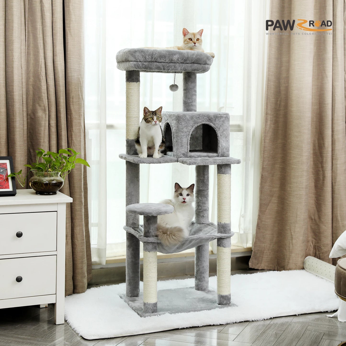 PAWZ Road 5-Level Cat Tree Tower for Indoor Cats Deluxe