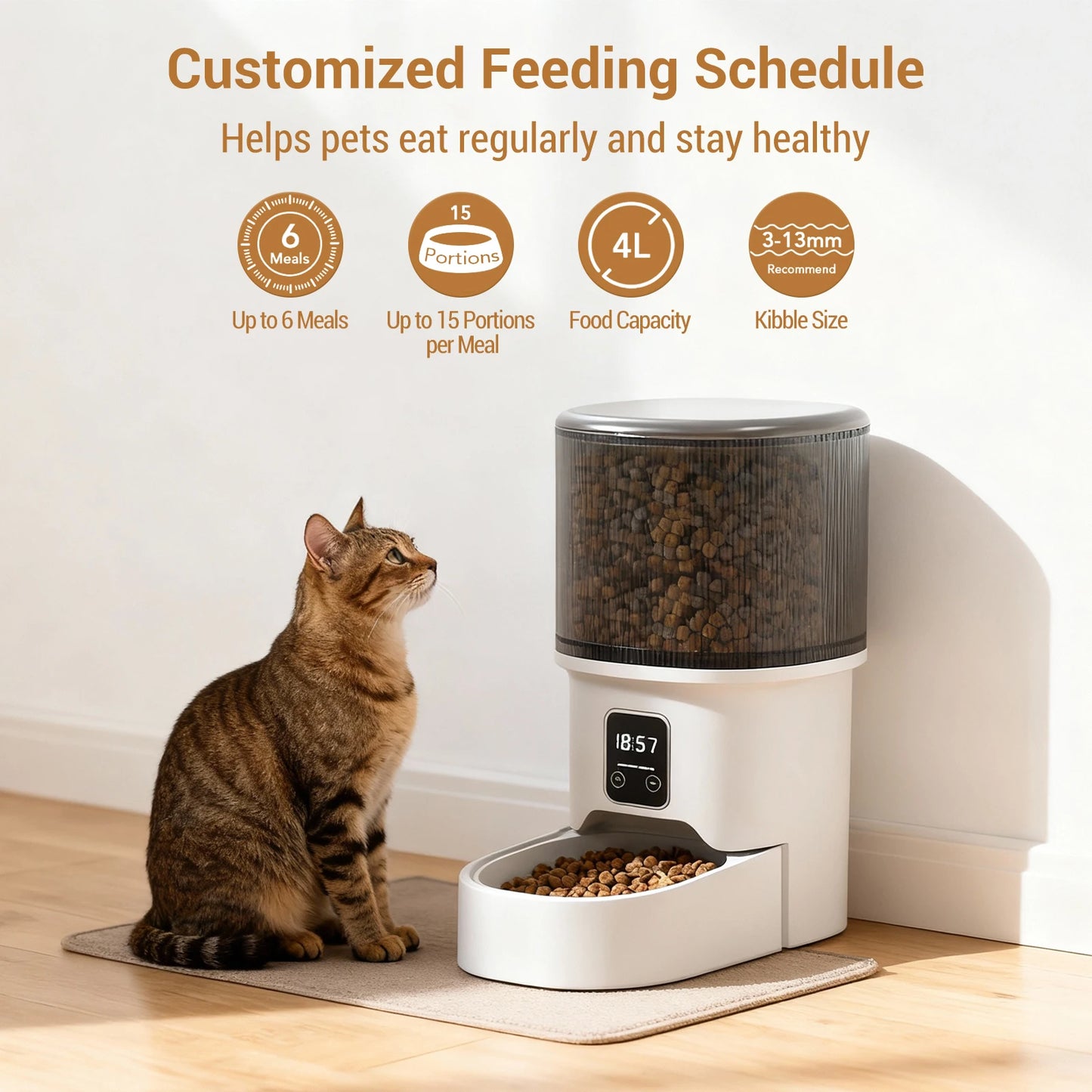 HiMISS Programmable 4L Automatic Pet Feeder With Timer And Portion Control