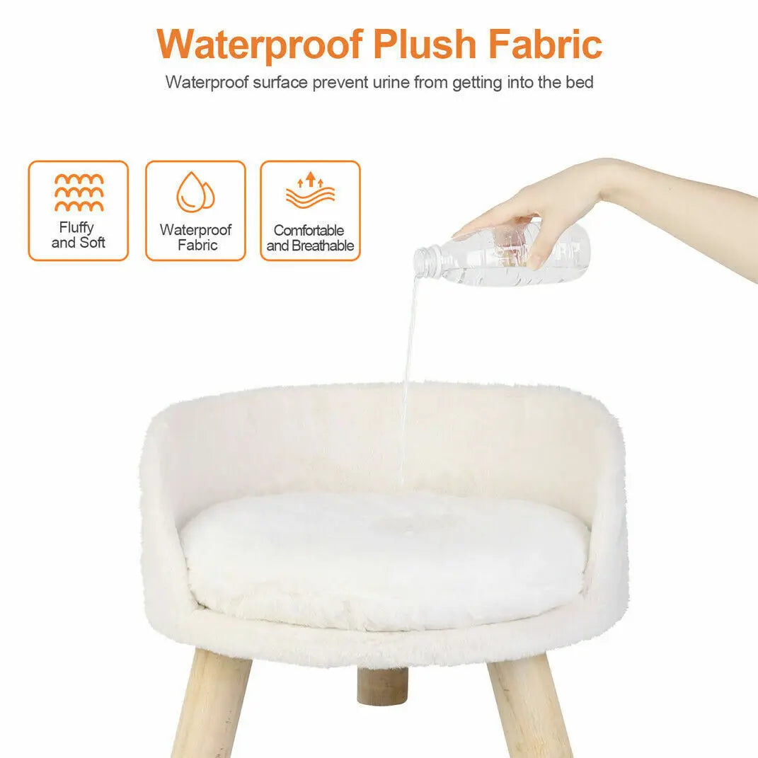 Soft Cat Bed Plush Nesting Chair With Cushion Pad Cozy
