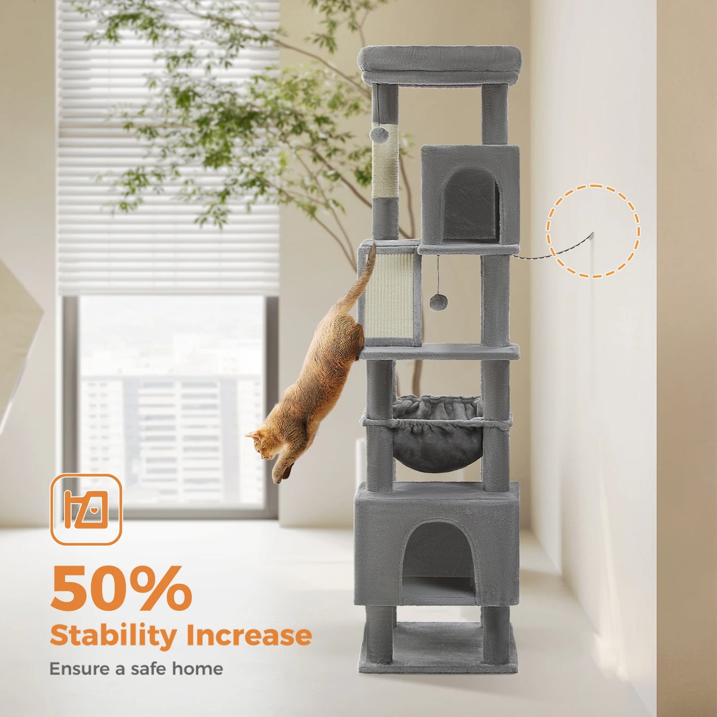 PAWZ Road Cat Tree Tall Tower For Large Indoor Cats