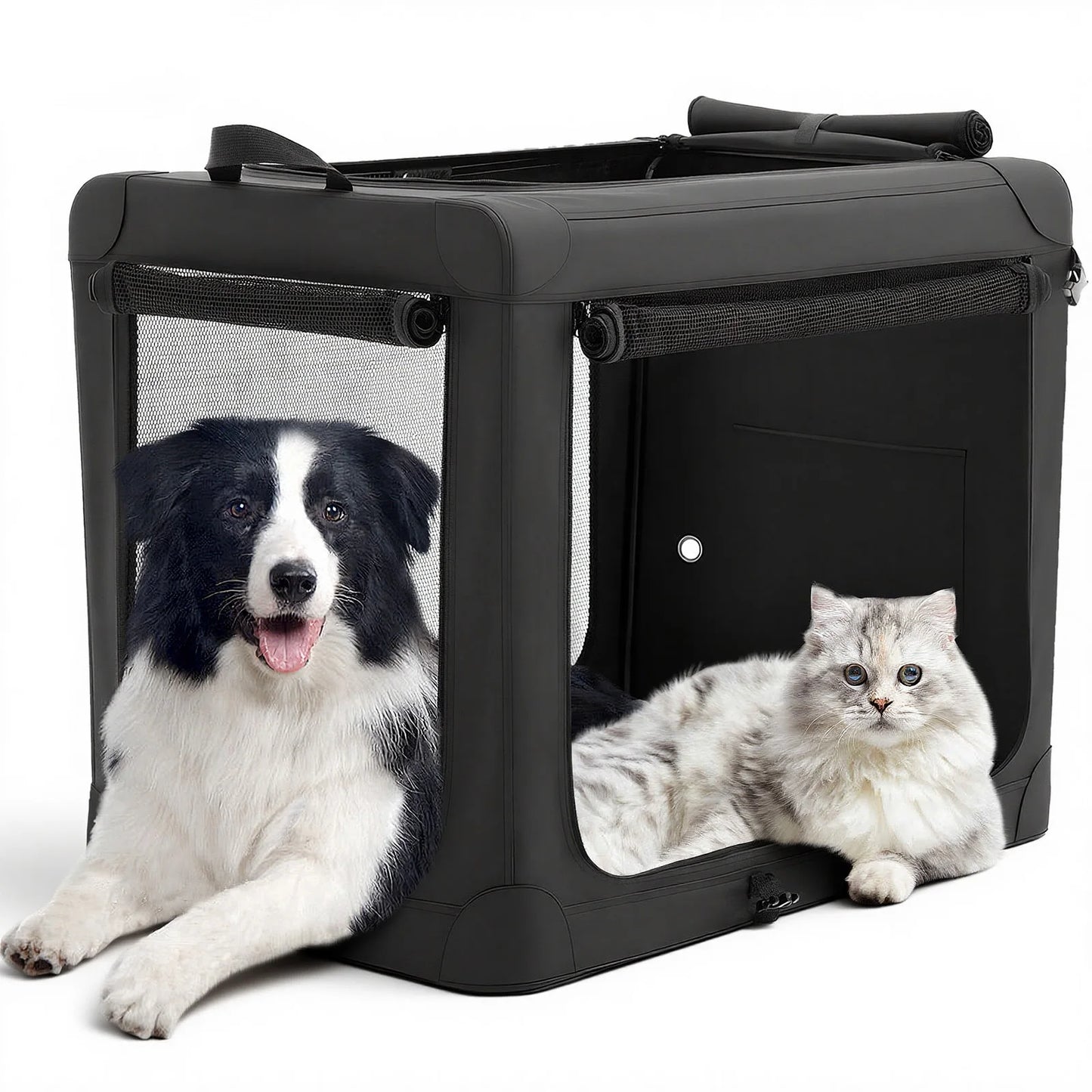 JHK Foldable Soft Dog Crate With 3 Doors Indoor Use