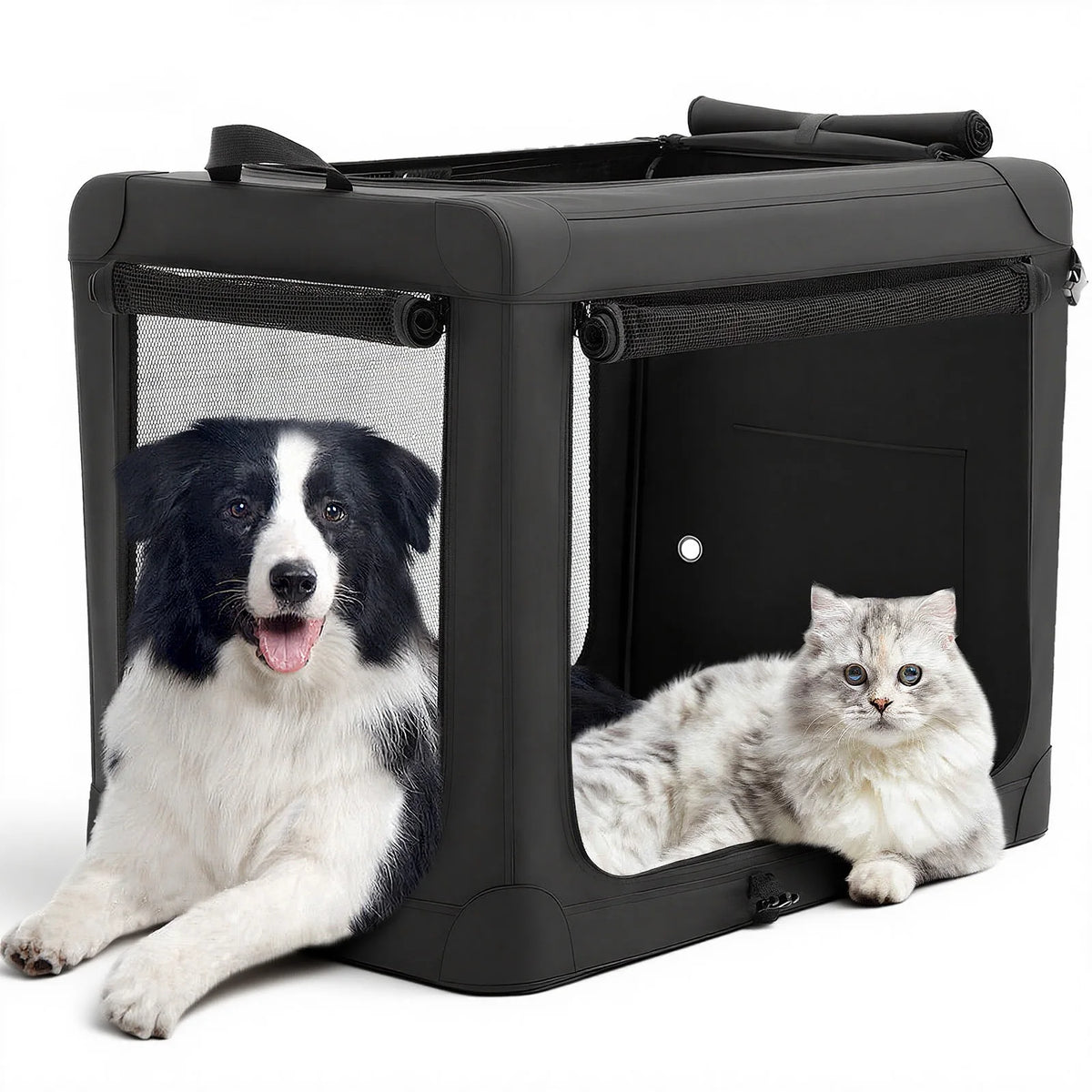 JHK Foldable Oxford Fabric Soft Dog Crate With Three Doors