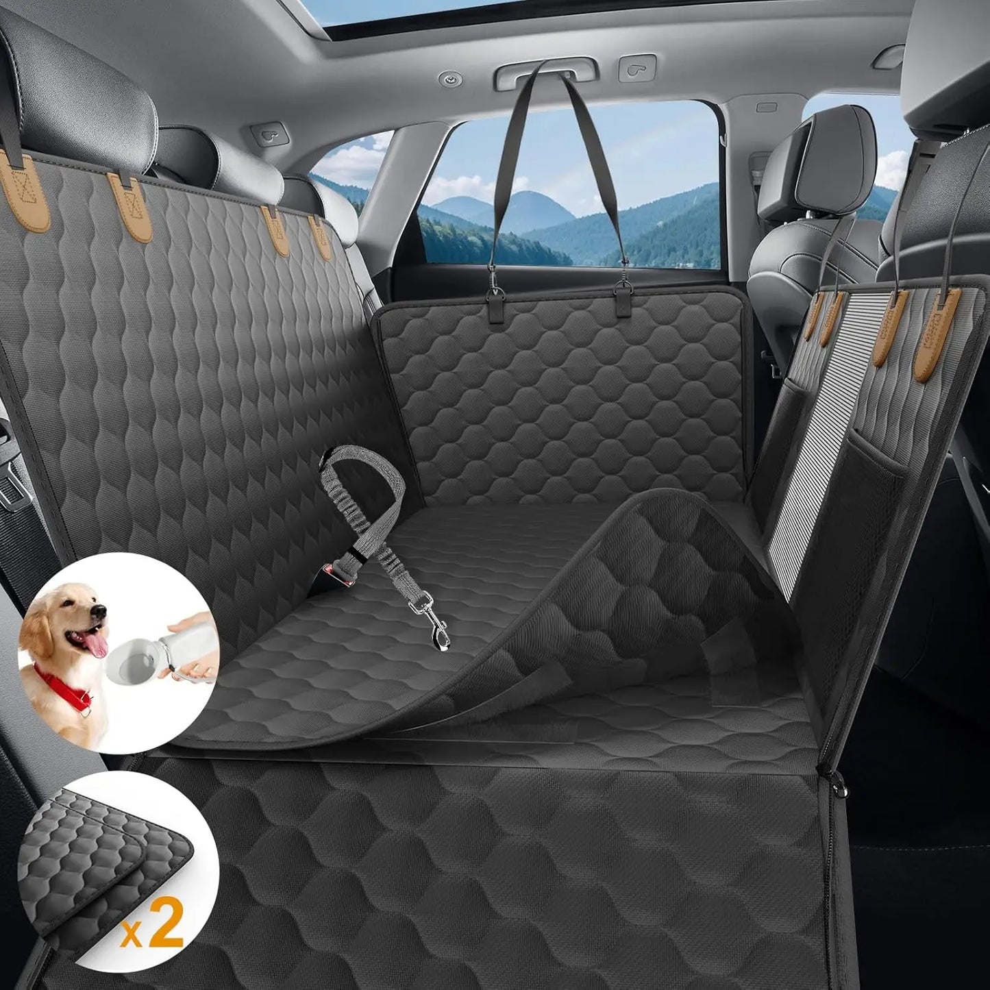 Wedyvko Waterproof Dog Car Seat Cover Hammock Back Seat Protector