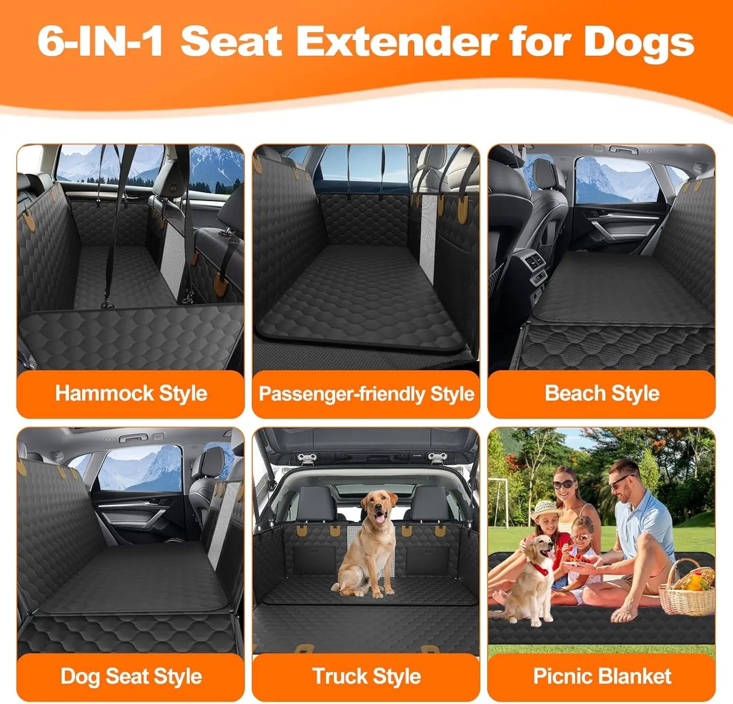 Wedyvko Waterproof Dog Car Seat Cover Hammock Back Seat Protector