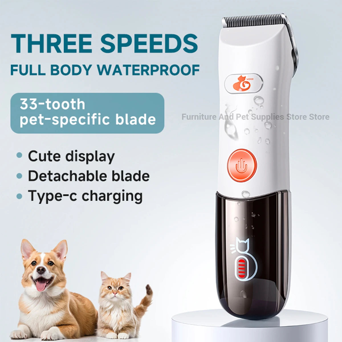 Pet Hair Clipper Set For Dogs And Cats Waterproof 3-Speed