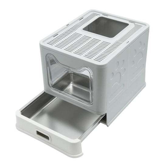 Detachable Enclosed Cat Litter Box With Front Entry And Scoop
