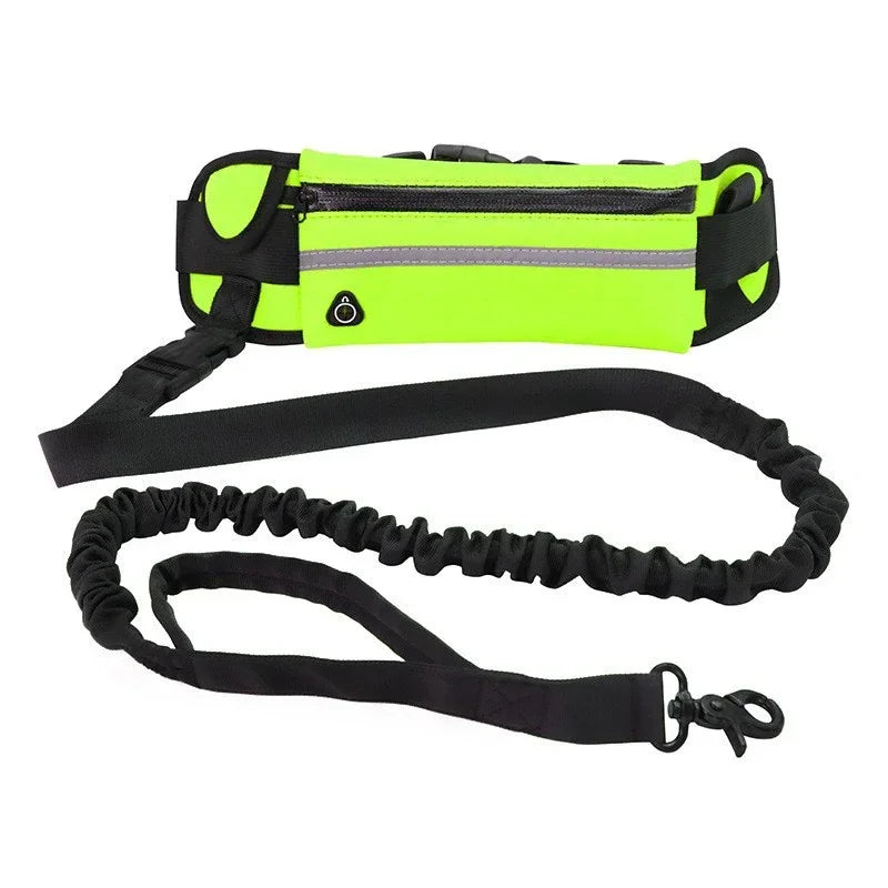 Hands Free Reflective Dog Leash With Retractable Belt Waist Bag
