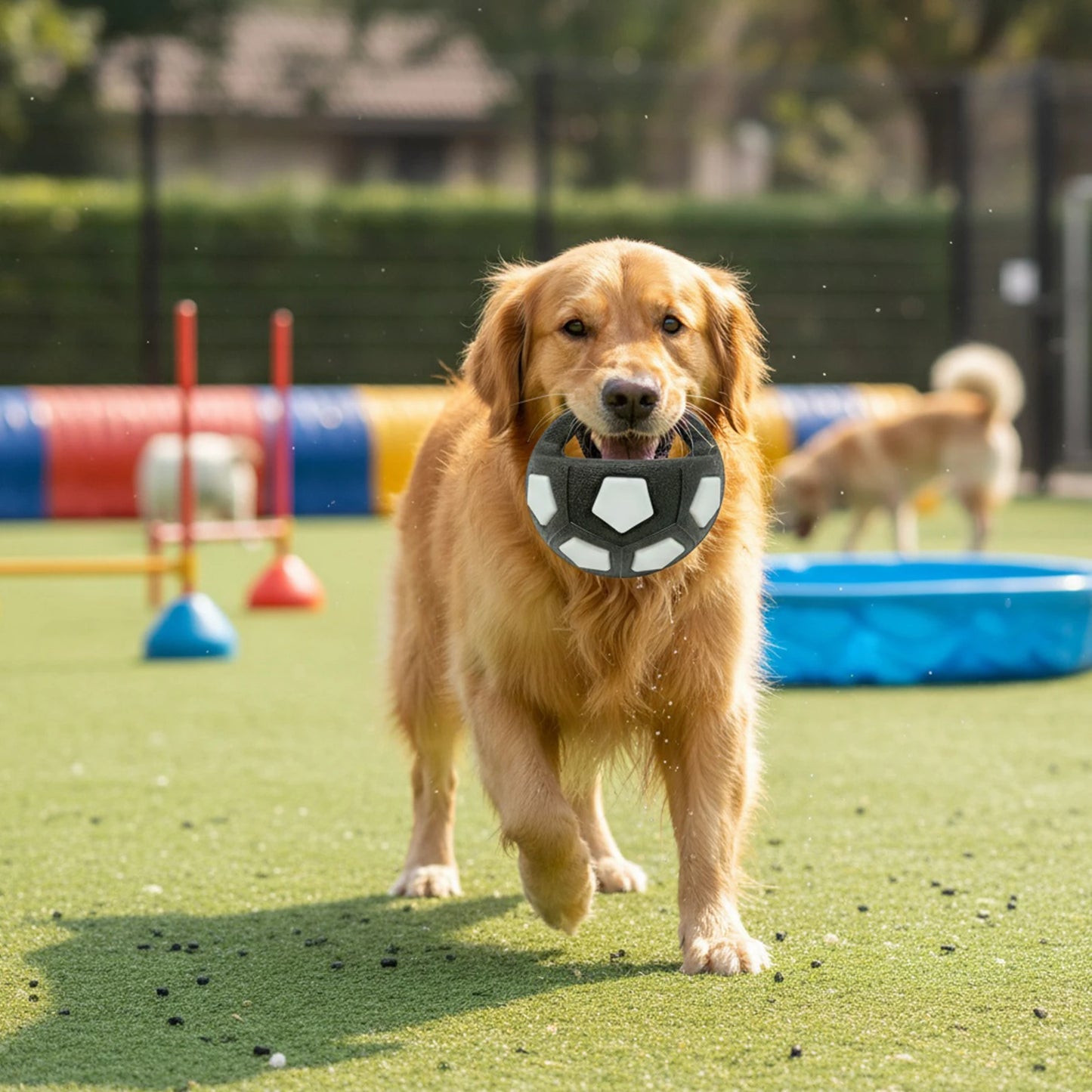 None Dog Calming Ball With Handle Interactive Football Toy Squeaky