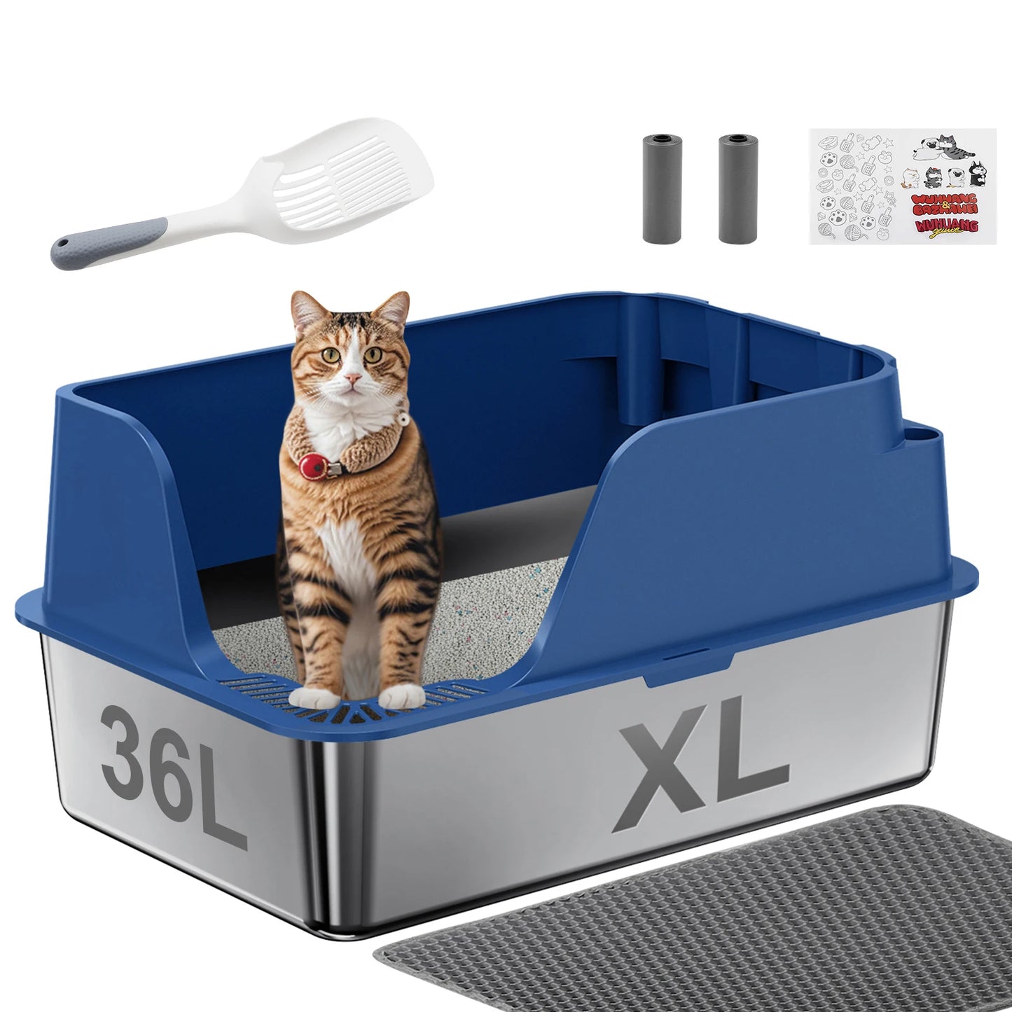 Stainless Steel Cat Litter Box Splash Proof and Leak Proof