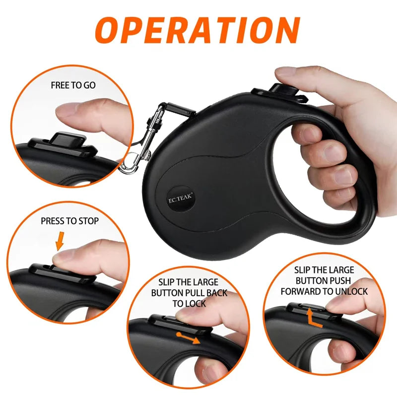Automatic Retractable Dog Leash For Pets Under 77 Pounds Lightweight