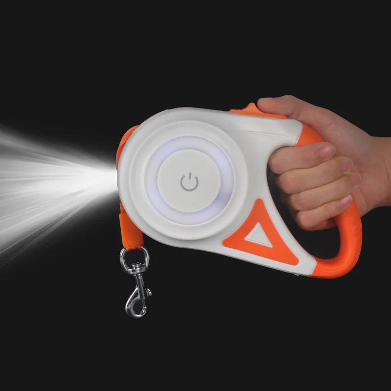 Automatic Retractable Dog Leash With LED Flashlight Nylon