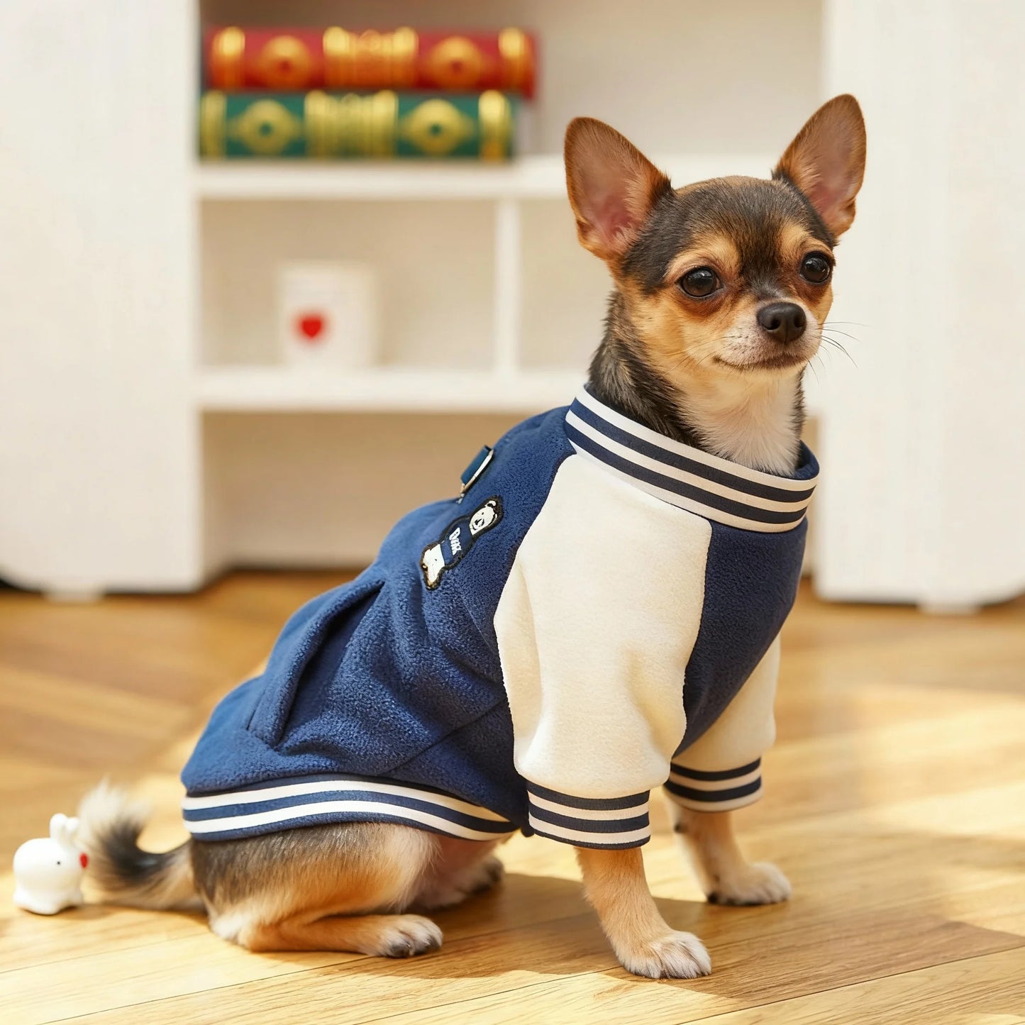 Cozy Fleece Dog Jacket With Sporty Baseball Style