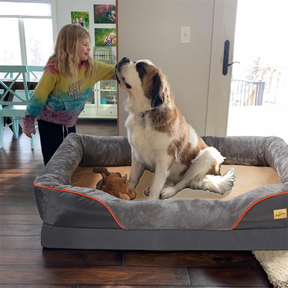 BORWART Orthopedic Memory Foam Dog Bed Waterproof Removable Cover