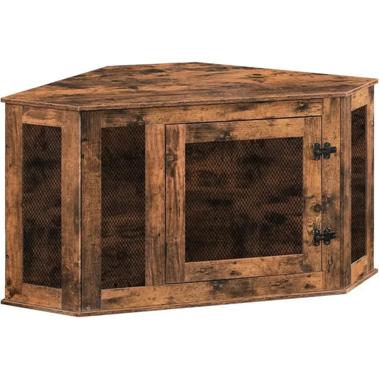Wooden Corner Dog Crate End Table For Indoor Kennel