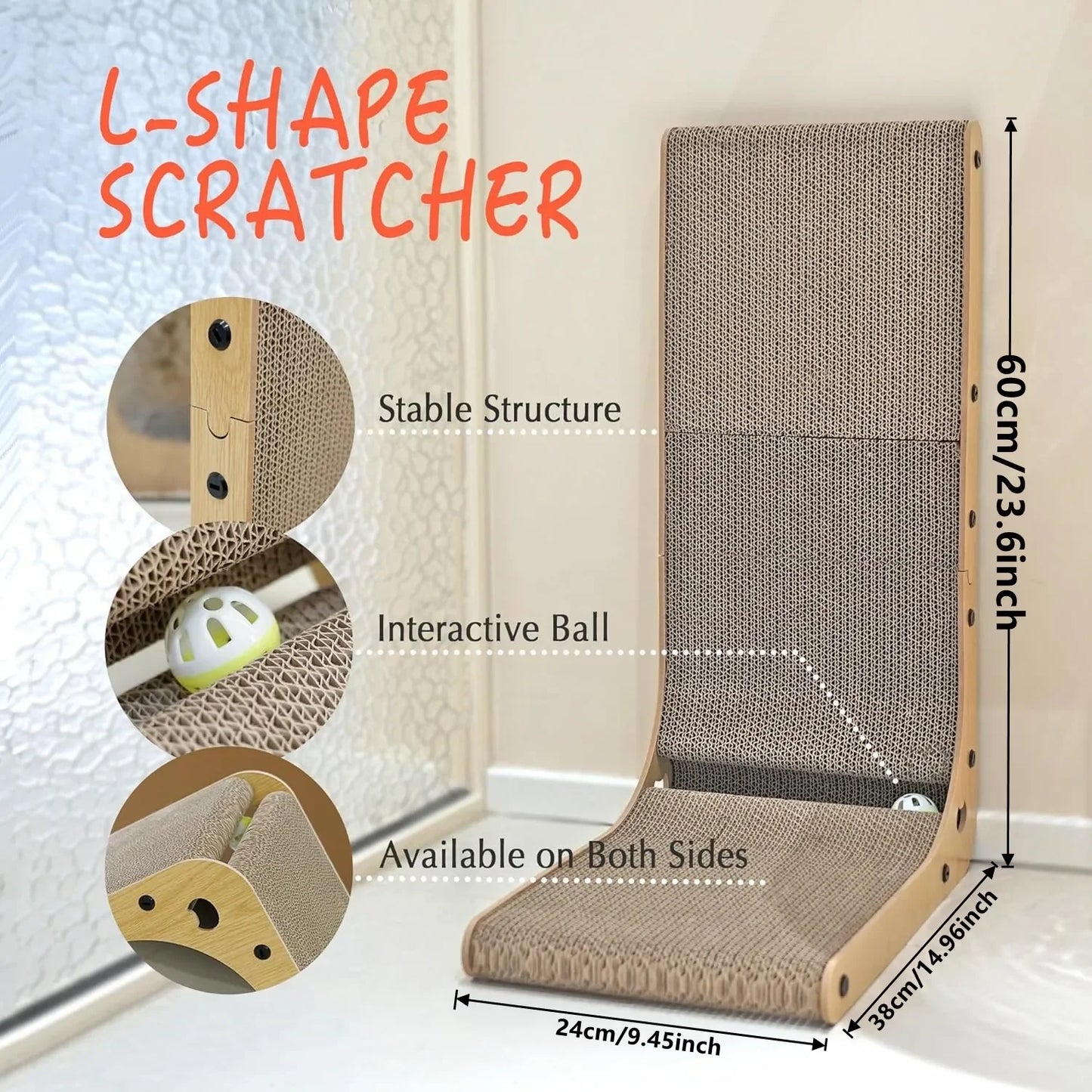 NONECN L Shape Cat Scratching Post for Indoor Furniture Protection