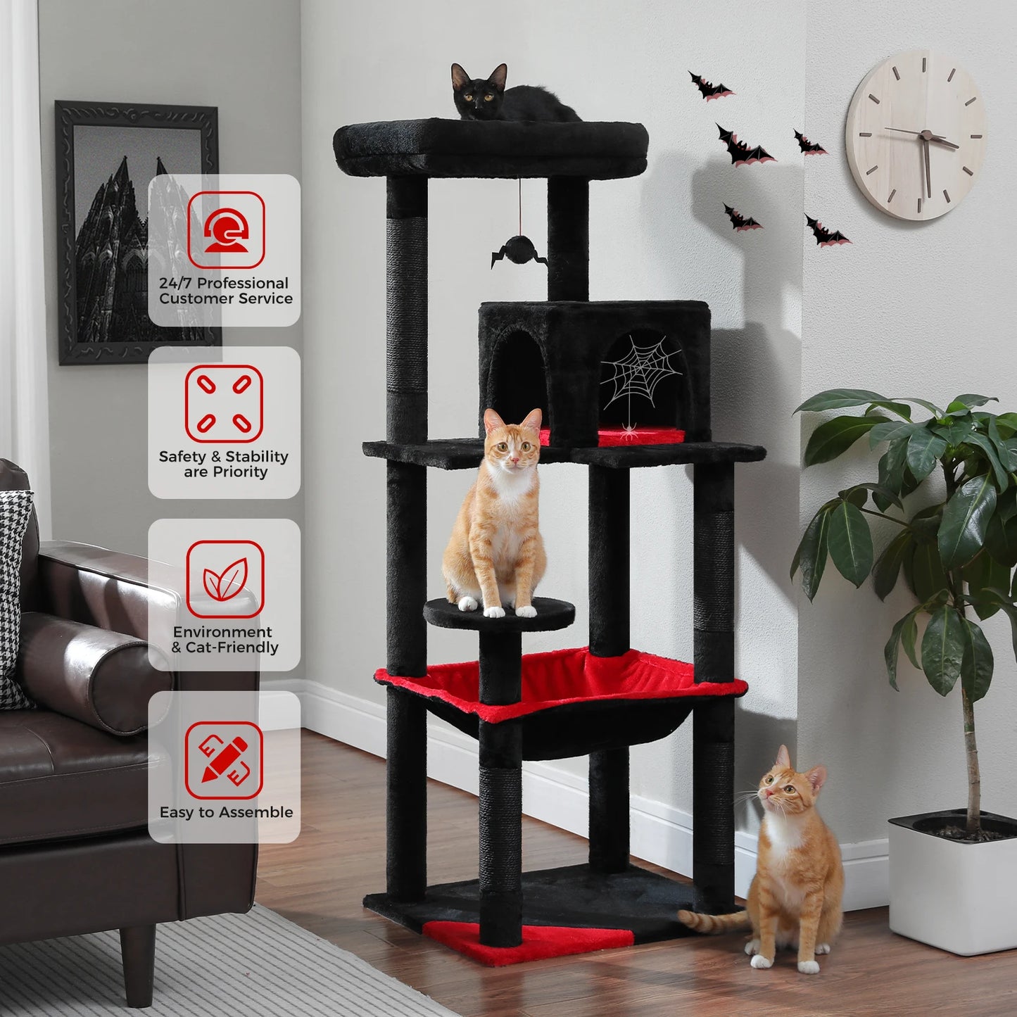 PAWZ Road Gothic Cat Tree for Indoor Cats with Hammock