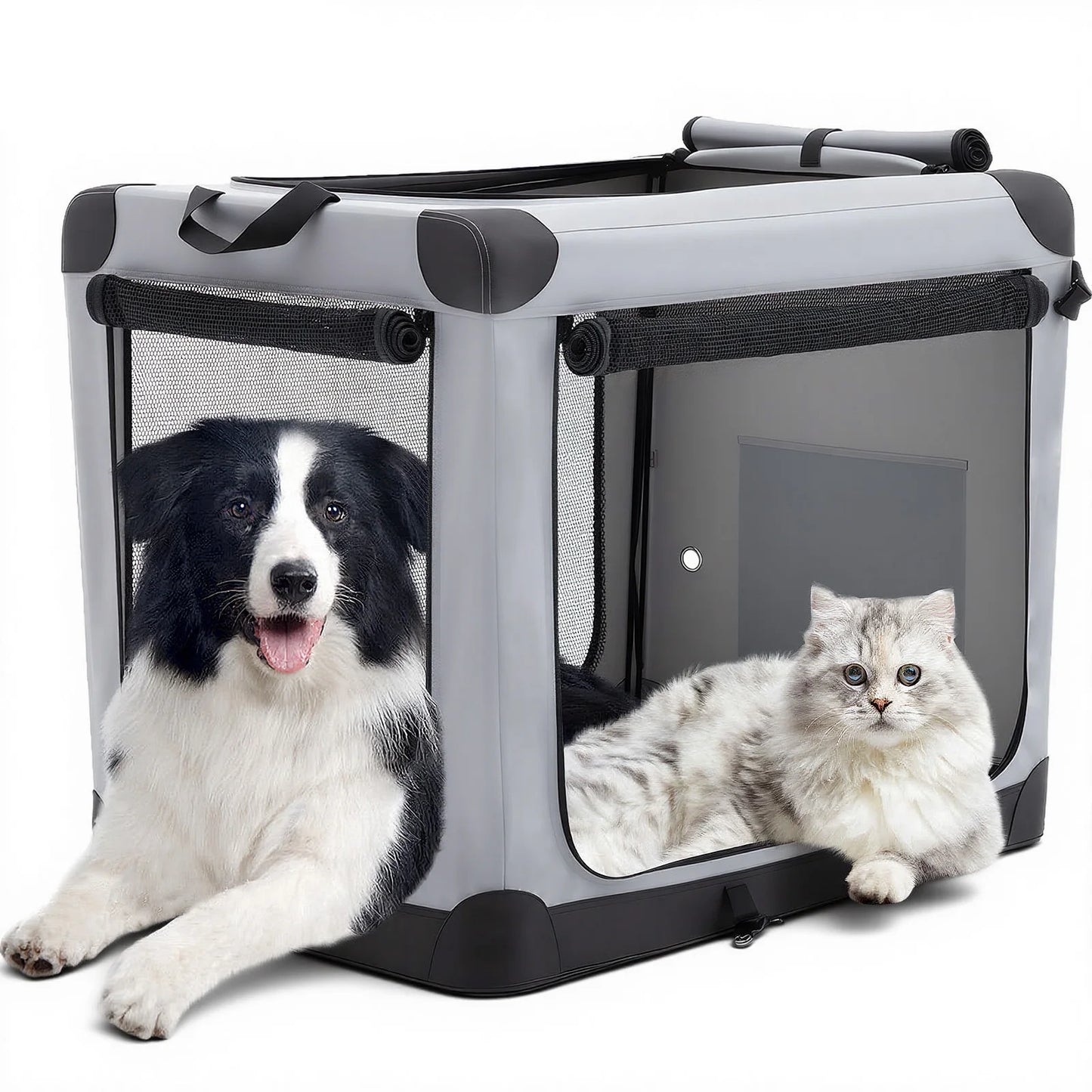 JHK Foldable Soft Dog Crate With 3 Doors Indoor Use