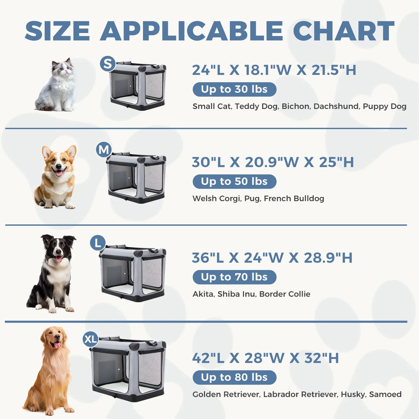 JHK Foldable Soft Dog Crate With 3 Doors Indoor Use