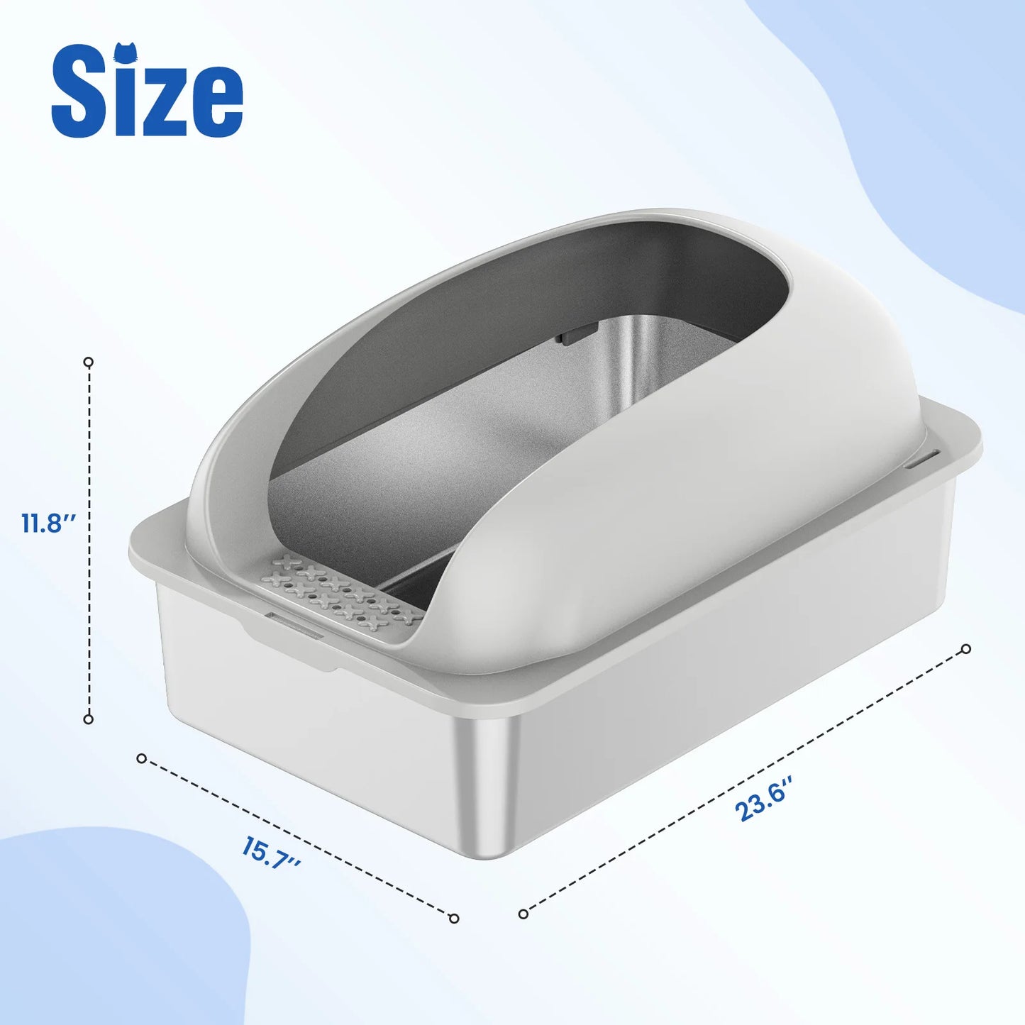 Stainless Steel Cat Litter Box With Lid Mat AntiUrine Leakage