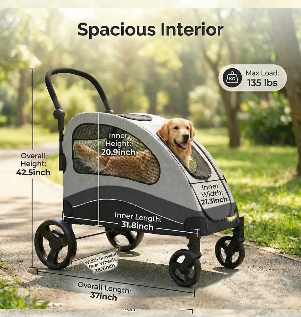 HiMISS Collapsible Dog Stroller Wagon 360 Degree Swivel Handle