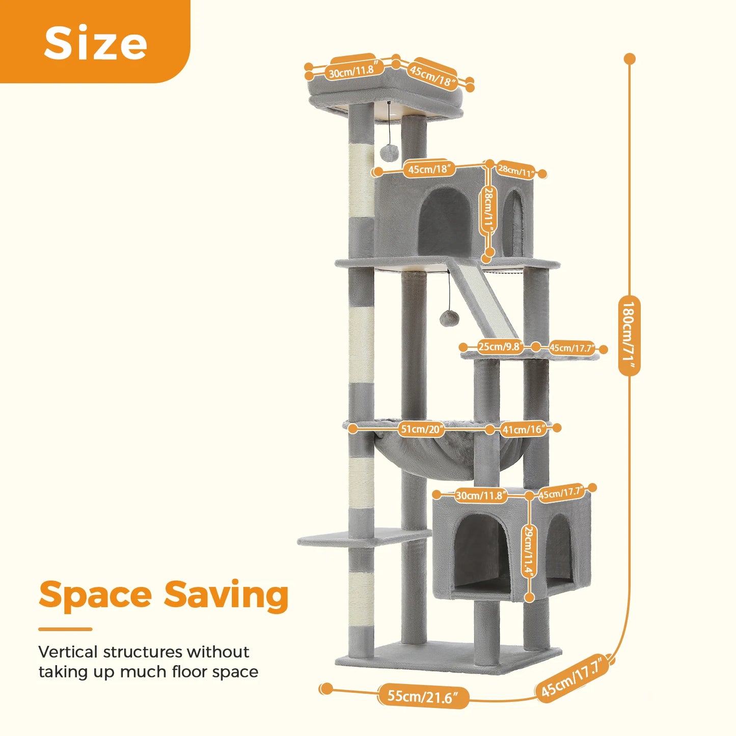 PAWZ Road Cat Tree Tall Tower For Large Indoor Cats