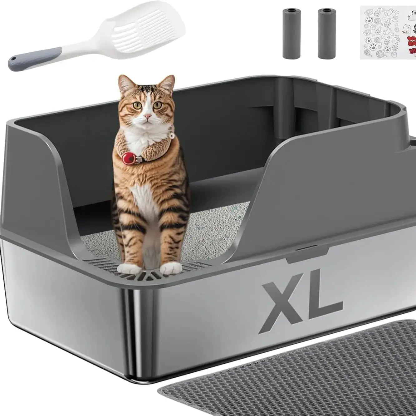 Stainless Steel Cat Litter Box Splash Proof and Leak Proof