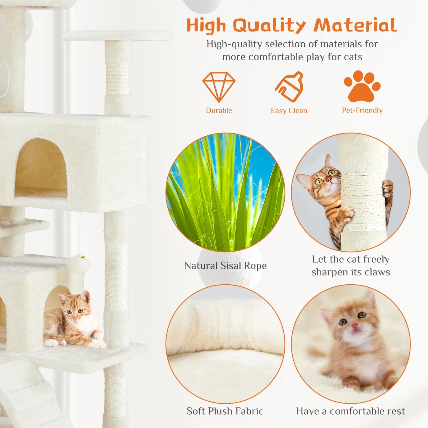 JHK Multi Level Cat Tree Tower with Sisal Scratching Post
