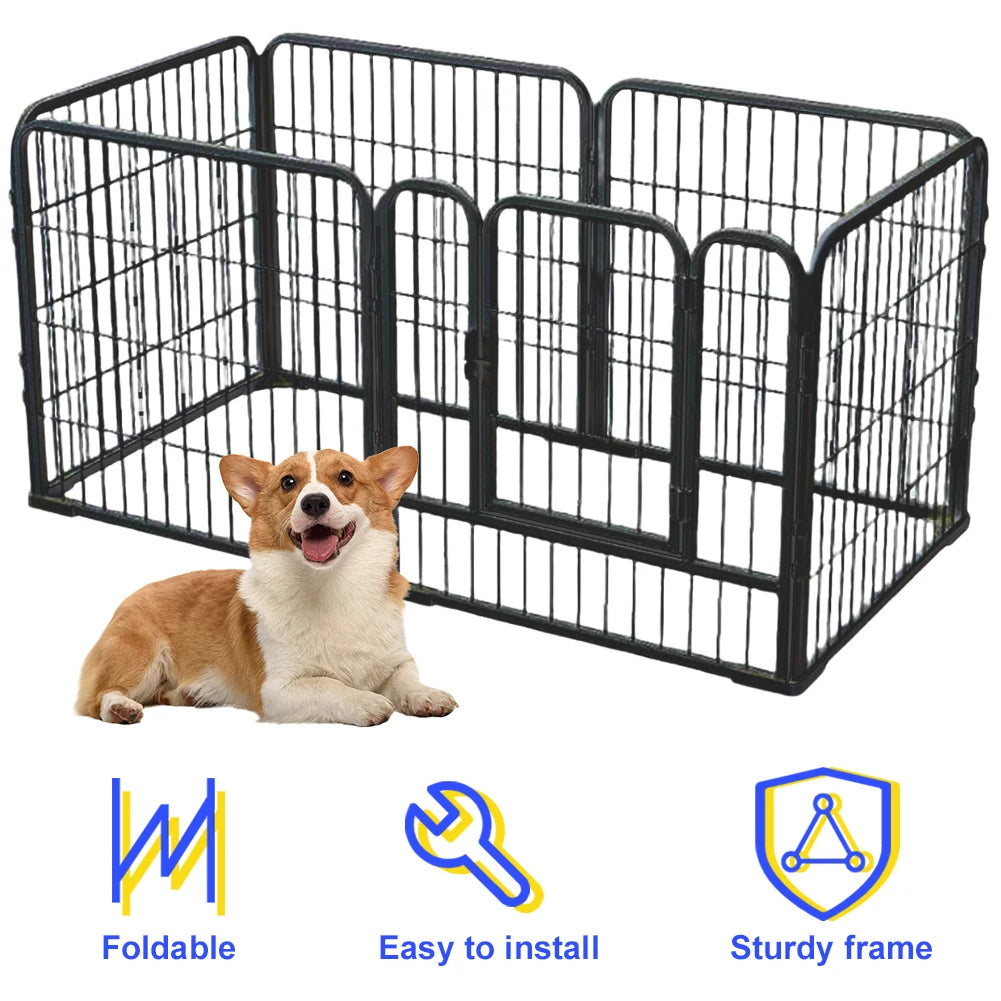 Heavy Duty Dog Playpen 6 Panels Foldable Metal Exercise Fence