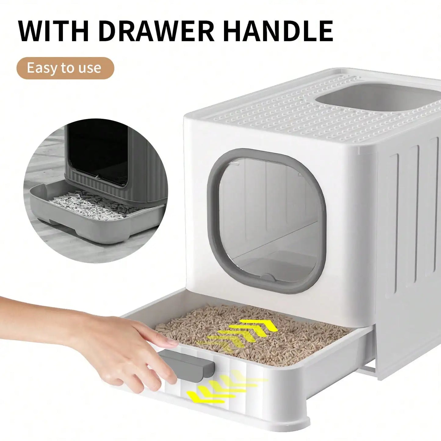 Fully Enclosed Hooded Cat Toilet With Odor Filter Foldable
