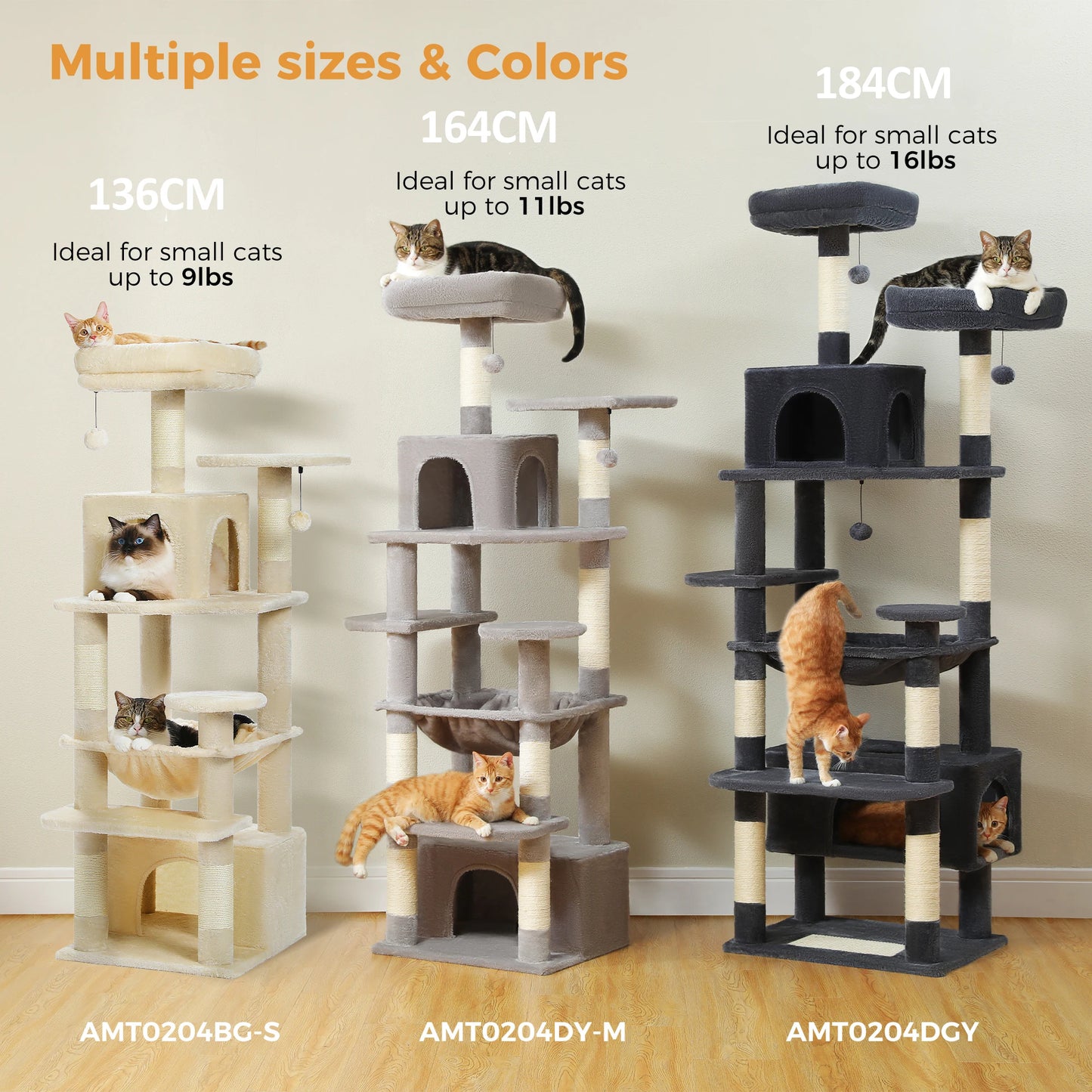 PAWZ Road Cat Tree Indoor Tower With Sisal Scratching Posts And Condos