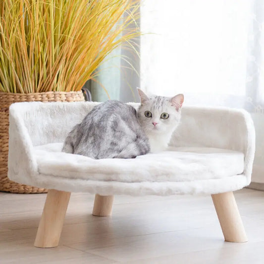 Soft Cat Bed Plush Nesting Chair With Cushion Pad Cozy