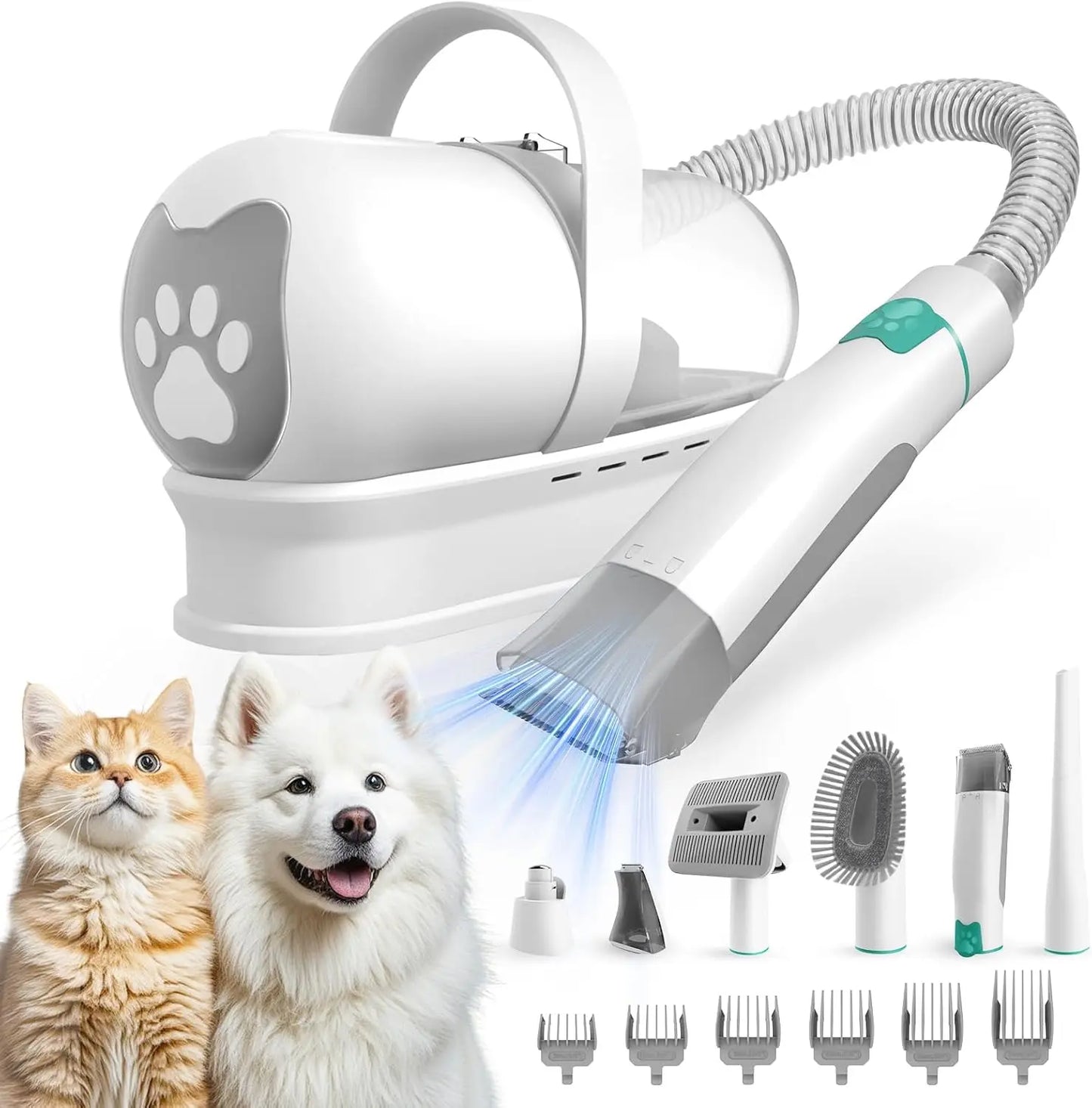 Pet Grooming Vacuum Kit With Clipper And Hair Removal Tools