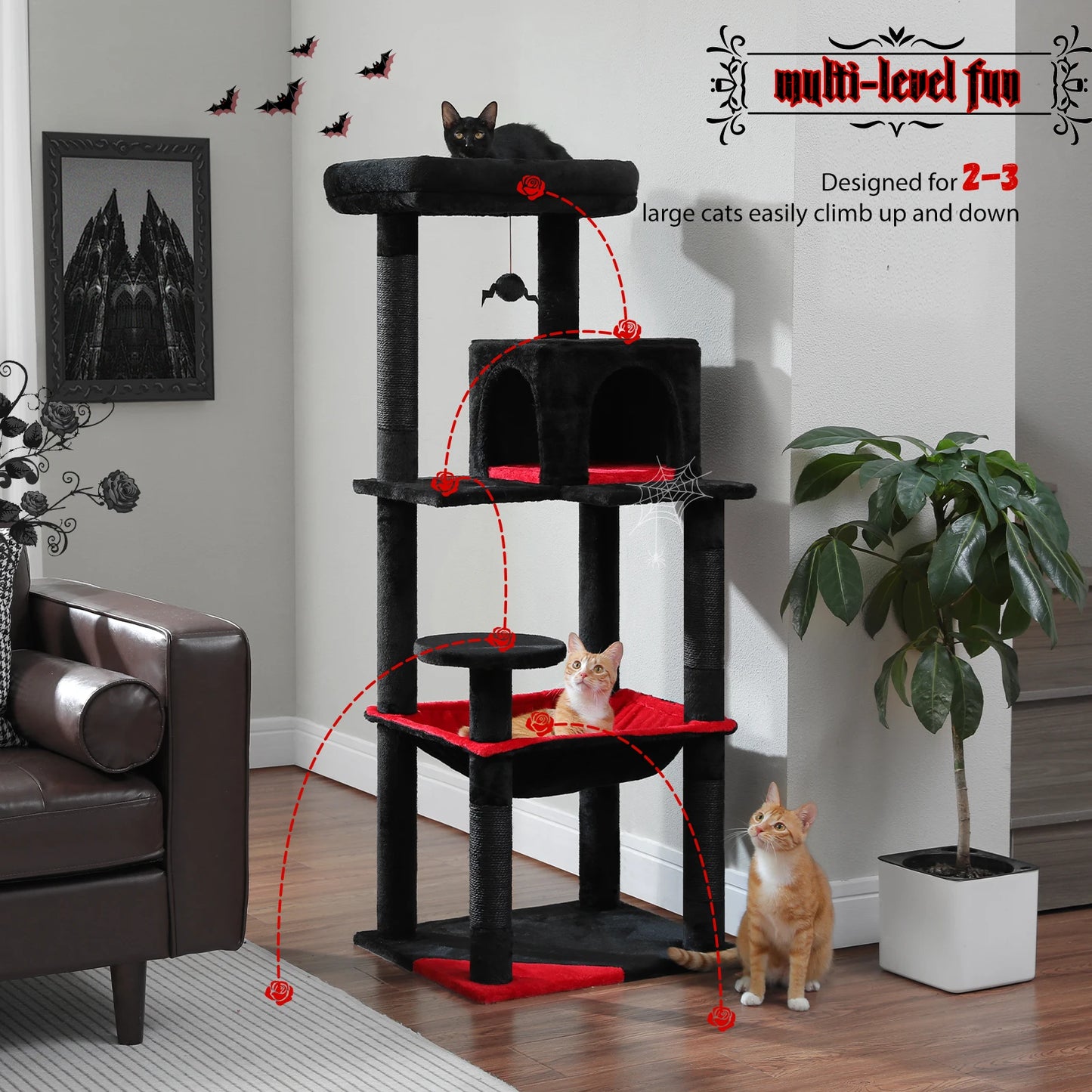 PAWZ Road Gothic Cat Tree for Indoor Cats with Hammock