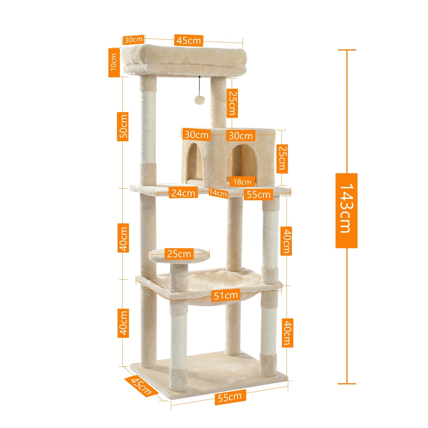 PAWZ Road 5-Level Cat Tree Tower for Indoor Cats Deluxe
