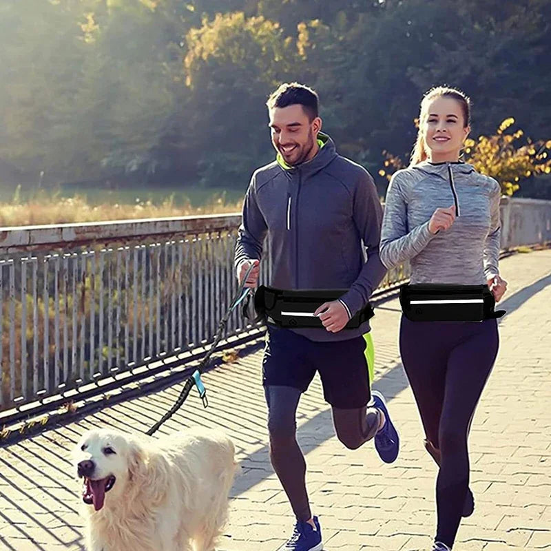 Hands Free Reflective Dog Leash With Retractable Belt Waist Bag