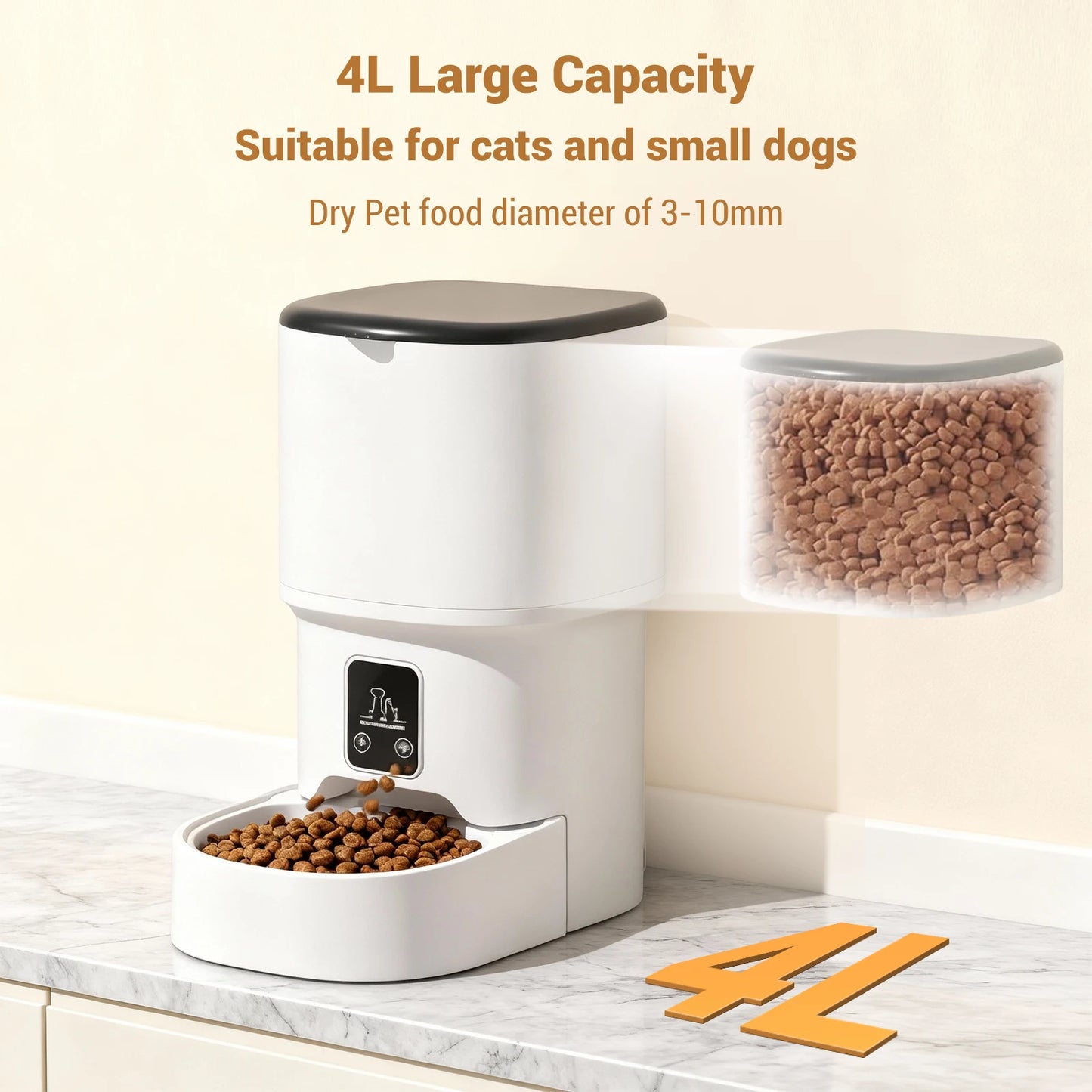 HiMISS Programmable 4L Automatic Pet Feeder With Timer And Portion Control